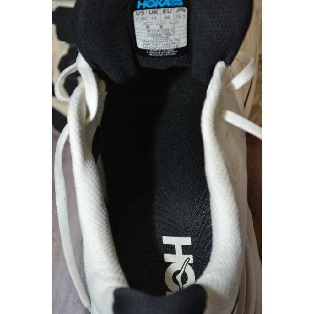Hoka One One Clifton 10 Shoes Mens 11.5 D White Mesh Running Road GYM Sneakers - Picture 15 of 16